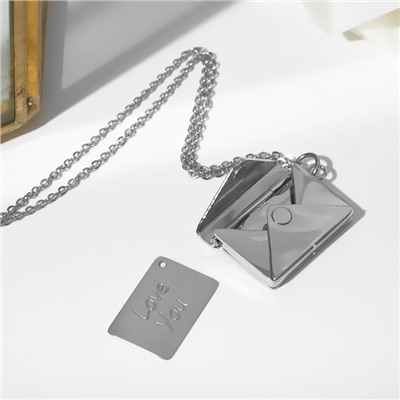 Кулон «Конверт» с посланием, цвет серебро, 46 см