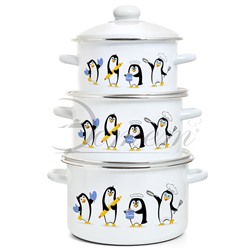 Набор посуды "Пингвины" цилиндрический 2.0 л 3.0 л 4.0 л 6 пр