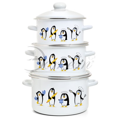 Набор посуды "Пингвины" цилиндрический 2.0 л 3.0 л 4.0 л 6 пр