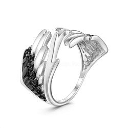 Кольцо из серебра с натуральной шпинелью родированное - Крылья
