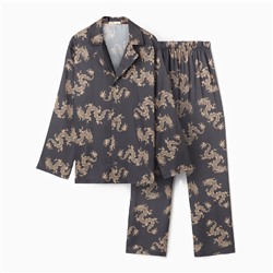 Пижама мужская (рубашка и брюки) KAFTAN "Дракон" размер 48, графитовый