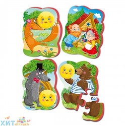 Мягкие пазлы Baby puzzle Сказки "Колобок" NEW 4 картинки, 16 эл. VT1106-62, VT1106-62