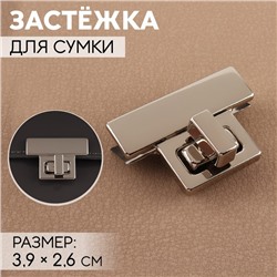 Застёжка для сумки, 3,9 × 2,6 см, цвет жемчужный серебряный