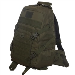 Тактический рейдовый рюкзак TAD (30 литров, олива) - Два боковых кармана для фляг, термосов или бутылок. Удобная ручка для переноски, расположенная сверху. Множество строп для утяжки рюкзака по размеру багажа. Система крепления MOLLE (CH-058) №245