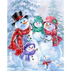 Картина по номерам 40х50 - Семья снеговиков