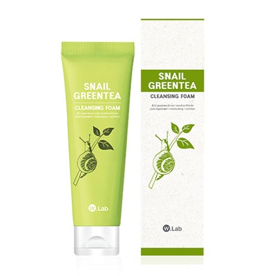 W.Lab Snail Greentea Пенка для умывания с муцином улитки и экстрактом зеленого чая