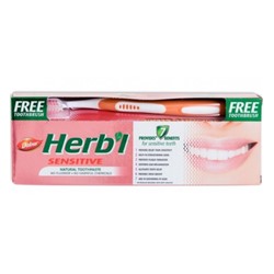 Dabur Herb'l Sensitive Natural Toothpaste with Toothbrush 150g / Аюрведическая Зубная Паста для Чувствительной Эмали Натуральная + Зубная Щётка Ср. Жесткости 150г