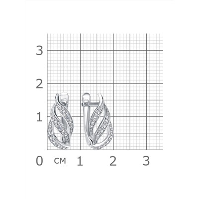 Серьги с фианитом родированные серебро 925*