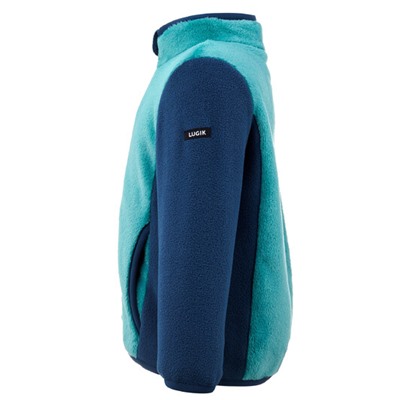 Куртка флисовая для катания на лыжах/санках для детей бирюзово-синяя midwarm LUGIK