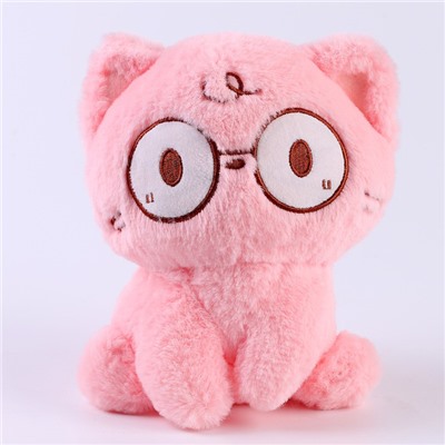 Мягкая игрушка «Кот» в очках, 20 см, цвет розовый