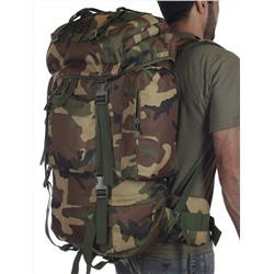 Большой армейский рюкзак (70 литров, Woodland) (CH-053) №137 - Регулируемый ремень на поясе и груди. Регулировка объема рюкзака с фиксаторами и ремнями сжатия. Люверсы для крепления дополнительного снаряжения