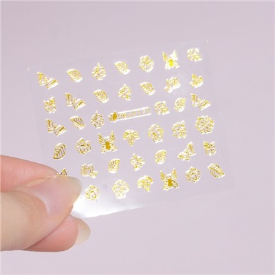 Наклейки для ногтей «Прованс», объёмные, металлизированные, цвет золотистый
