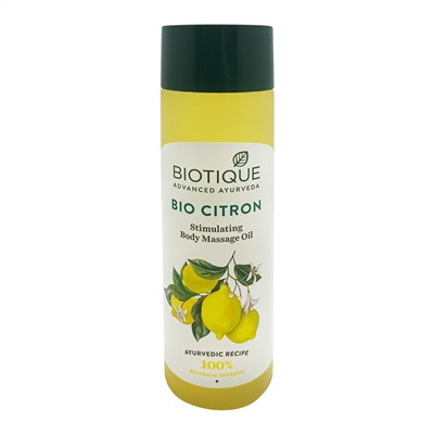 Biotique Bio Citron Stimulating Body Massage Oil 200ml / Био Масло Массажное Стимулирующее с Цитроном 200мл
