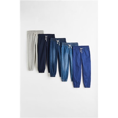 5-pack twill joggers