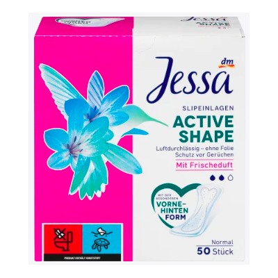 Jessa Slipeinlagen Active Shape Frischeduft 50 St, Джесса Прокладки ежедневные со свежим ароматом 50 шт, 3 упаковки (150 штук)