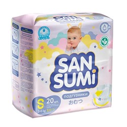 Подгузники «Sansumi» размер S (3-6 кг), 20шт