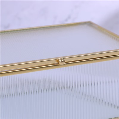 Органайзер для хранения «RIPPLES», с крышкой, стеклянный, с зеркальным дном, с крышкой, 1 секция, 17 × 10,5 × 7 см, цвет прозрачный/медный