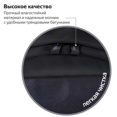 Витринный образец! Рюкзак BRAUBERG FASHION CITY универсальный, потайной карман, "Moon", черный, 44х31х16 см, 270807