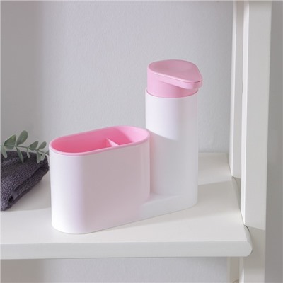 Подставка для ванных и кухонных принадлежностей с дозатором, 6×17,5×19 см, цвет МИКС