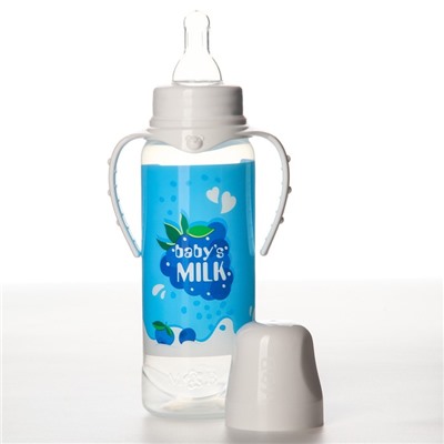 Бутылочка для кормления «Молочный коктейль», классическое горло, 250 мл., от 0 мес., цилиндр, с ручками