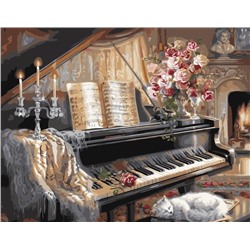 Картина по номерам 40х50 - Кот у рояля