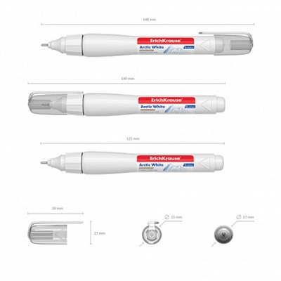 Ручка-корректор ErichKrause Arctic White, 6 мл, металлический наконечник
