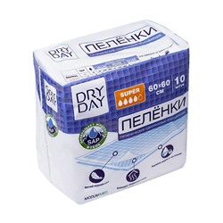 Пелёнки одноразовые "DryDay. Super" (10 шт.; 600 х 600 мм) (10324999)