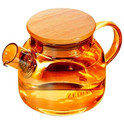 Заварочный чайник Zeidan Z-4440 боросиликатн стекло 600мл крышка бамбук съёмный фильтр-пружина (24) оптом