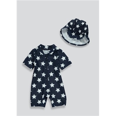 Boys Swimming Costume & Hat Set (Newborn-23mths)