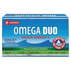Bioteekin Omega Duo Vahva, Омега-3 с витамином Е для сердца и мозга, 60 кап