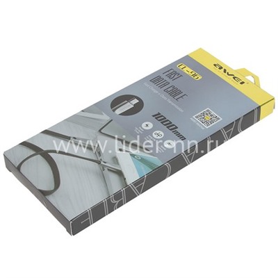 USB кабель micro USB 1.0м AWEI CL-96 плоский (белый)