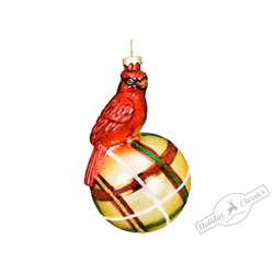 Красный кардинал на шаре (стекло) 6,4х11,4 см