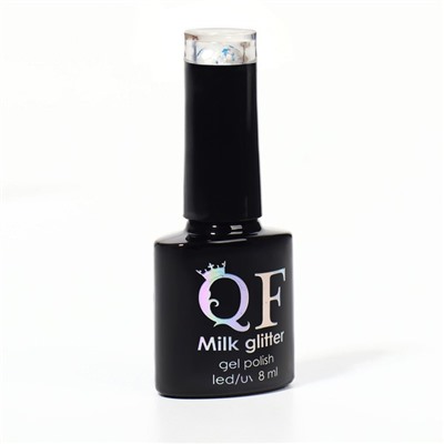 Гель лак для ногтей, «MILK GLITTER», 3-х фазный, 8мл, LED/UV, цвет прозрачный (02)