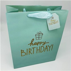 Подарочный пакет (M) "Happy birthday", blue