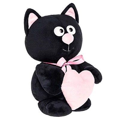 Мягкая игрушка «Котик с сердцем», цвет чёрный, 30 см