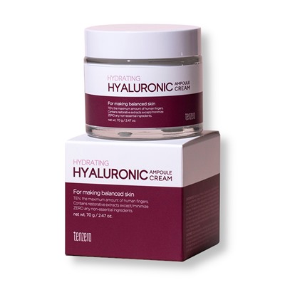 Ампульный крем увлажняющий с Гиалуроновой кислотой, Hydrating Hyaluronic Ampoule Cream, TENZERO, 70 г