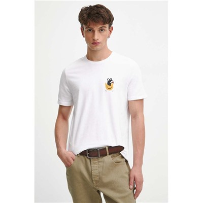 T-shirt bawełniany męski z nadrukiem kolor biały