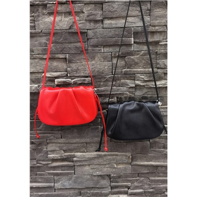 Женская сумка-седло из натуральной кожи, цвет красный