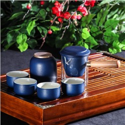 Набор для чайной церемонии «Лотос», 6 предметов: 4 пиалы 50 мл, чайник 210 мл, банка для чая