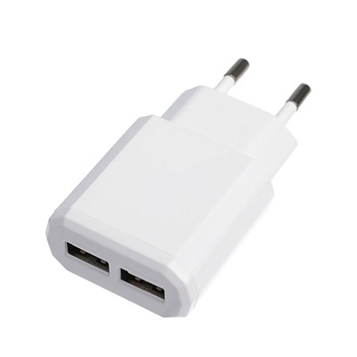 Сетевое зарядное устройство Luazon LN-120AC, 2 USB, 2.1/1 A, белое