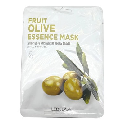 Маска для лица тканевая с экстрактом оливы, FRUIT OLIVE ESSENCE MASK, LEBELAGE, 25 мл