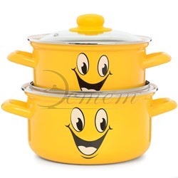 Набор посуды "Улыбка" цилиндрический 2.0 л 3.0 л 4 пр , цвет желтый