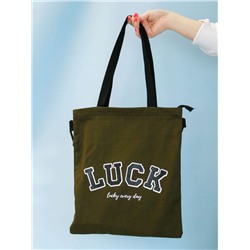 Сумка шоппер "Luck every day", green