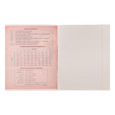 Тетрадь предметная Calligrata "Металл", 48 листов в клетку Алгебра, со справочным материалом, обложка мелованный картон, блок №2, белизна 75% (серые листы)