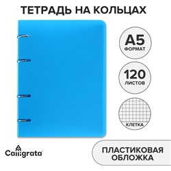 Тетрадь на кольцах A5 120 листов в клетку Calligrata Голубая, пластиковая обложка, блок офсет