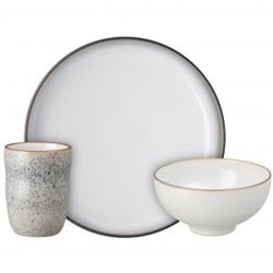 Набор посуды 3 предмета Белая дымка (стакан, тарелка, салатник)