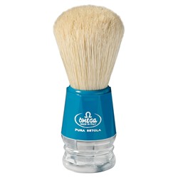 Помазок для бритья Omega 10018 Pure bristle shaving brush. Натуральная щетина, кабан. (ручка Multicolor/ прозрачная) (Италия)