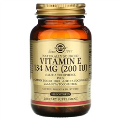 Solgar, Натуральный витамин Е, 134 мг (200 МЕ), 100 мягких желатиновых капсул