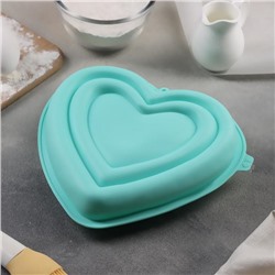 Форма для муссовых десертов и выпечки Доляна «Сердце», силикон, 22×20×7 см, цвет МИКС