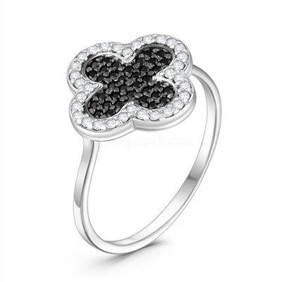 Кольцо из серебра с натуральной шпинелью и фианитами родированное - Клевер К-7339р41600